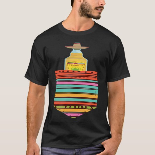 Tequila Pocket T-shirt Cinco De Mayo Serape Blanke (Voorkant)
