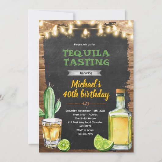 Tequila-proeverij verjaardagsuitnodiging kaart (Voorkant)
