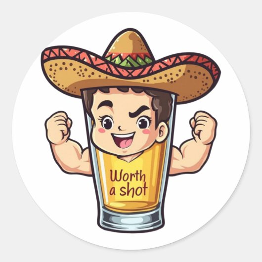 Tequila Shot Worth A Shot Sticker - Funny Drink (Voorkant)