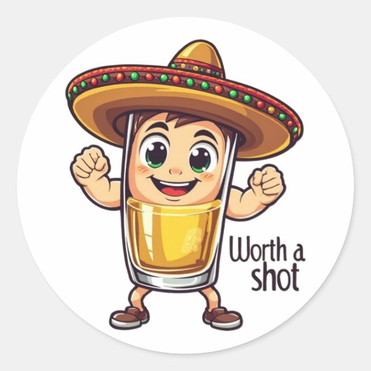 Tequila Shot Worth A Shot Sticker - Funny Drink (Voorkant)