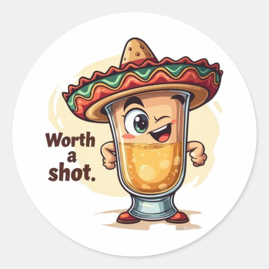 Tequila Shot Worth A Shot Sticker - Grappig drankj (Voorkant)
