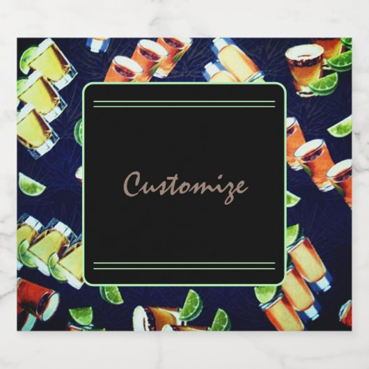 Tequila Shots Pattern Likeurfles Etiket (Enkel label)