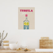 Tequila Shots Retro Bar Art Roze Mexicaans Poster (Keuken)