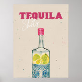 Tequila Shots Retro Bar Art Roze Mexicaans Poster (Voorkant)