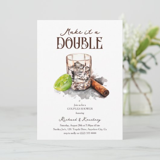 Tequila & sigaar Douche Kaart (Staand voorkant)