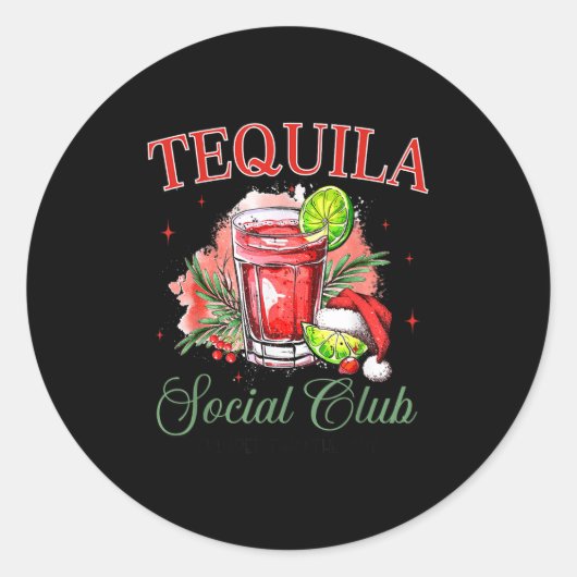 Tequila Social Club Tequila Tail Club Drinking Chr Ronde Sticker (Voorkant)