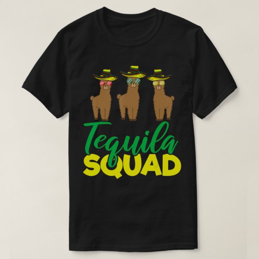 Tequila Squad Llama Matching Cinco De Mayo Meican T-shirt (Design voorkant)