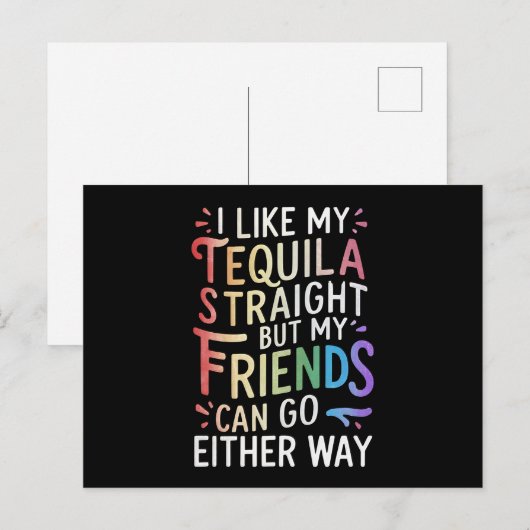 Tequila Straight Friends Go Hoe dan ook Grappig LG Briefkaart (Voorkant / Achterkant)