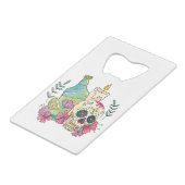 Tequila Sugar Skull Creditkaart Flessenopener (Voorkant Gekanteld)
