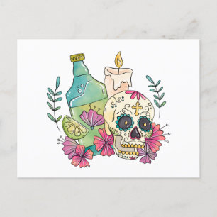 Tequila Sugar Skull Feestdagenkaart