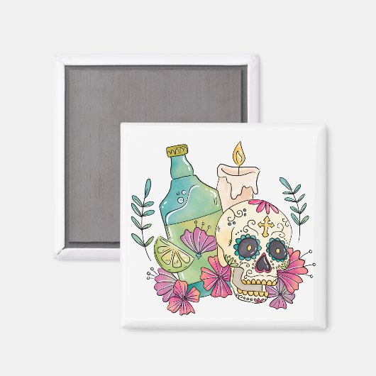 Tequila Sugar Skull Magneet (Voorkant / Achterkant)