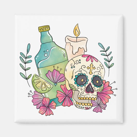Tequila Sugar Skull Magneet (Voorkant)