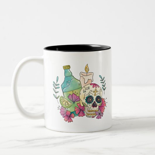 Tequila Sugar Skull Tweekleurige Koffiemok (Links)