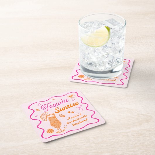 Tequila Sunrise Bachelorette Kartonnen Onderzetters (Insitu)