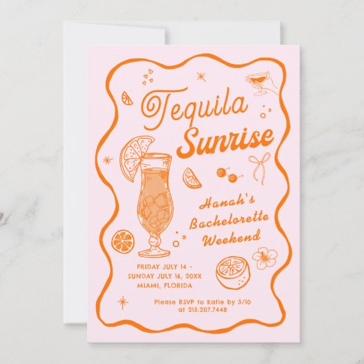 Tequila Sunrise Bachelorette uitnodiging (Voorkant)