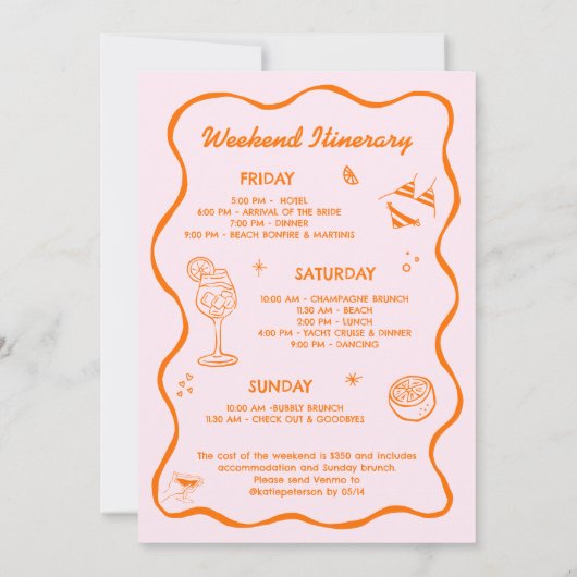 Tequila Sunrise Bachelorette uitnodiging (Achterkant)
