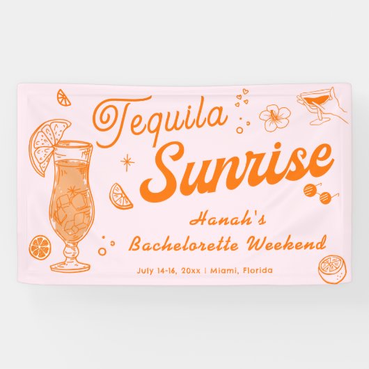 Tequila Sunrise Bachelorette Welkom Spandoek (Horizontaal)
