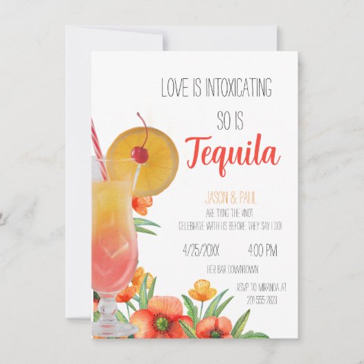 Tequila Sunrise BachelorX Party Invitation Kaart (Voorkant)