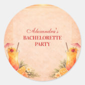 Tequila Sunrise Beach Getaway Bachelorette Party Ronde Sticker (Voorkant)
