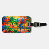 [Tequila Sunrise] Bright Tropical Island Vakantie Bagagelabel (Voorkant horizontaal)