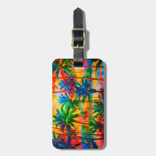 [Tequila Sunrise] Bright Tropical Island Vakantie Bagagelabel (Voorkant verticaal)