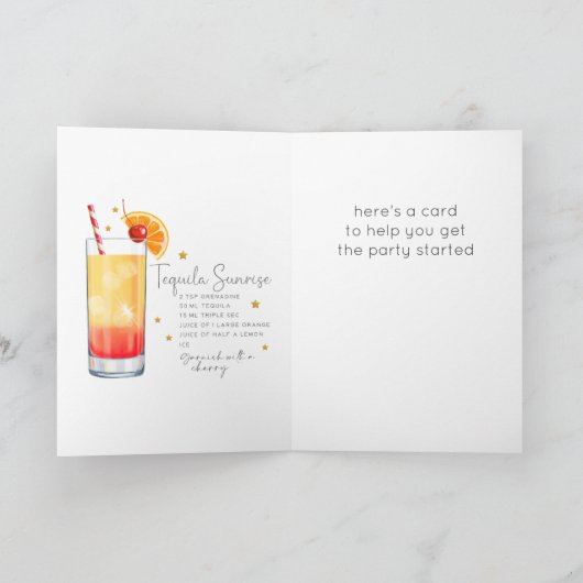 Tequila Sunrise Cocktail 21e Happy Birthday Kaart (Binnen)