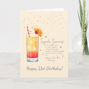 Tequila Sunrise Cocktail 21e Happy Birthday Kaart
