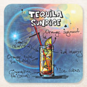 Tequila Sunrise Cocktail (#7/12 Drink Recipe Set) Kartonnen Onderzetters (Voorkant)