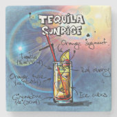 Tequila Sunrise Cocktail (#7/12 Drink Recipe Set) Stenen Onderzetter (Voorkant)