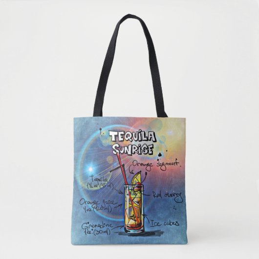 Tequila Sunrise Cocktail (#7/12 Drink Recipe Set) Tote Bag (Voorkant)