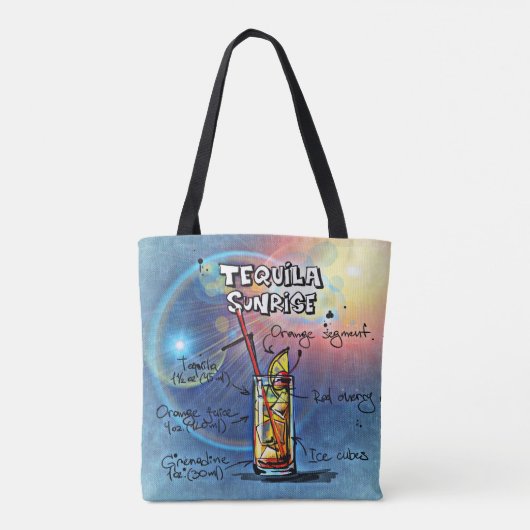 Tequila Sunrise Cocktail (#7/12 Drink Recipe Set) Tote Bag (Achterkant)