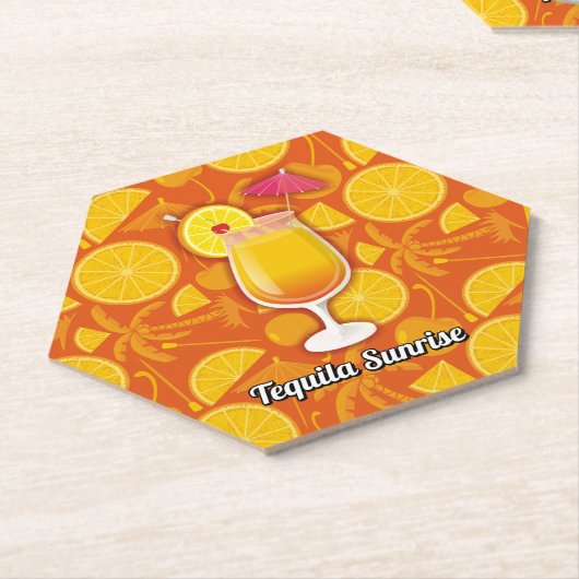Tequila Sunrise Cocktail Kartonnen Onderzetters (Schuin)