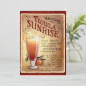 Tequila Sunrise Cocktail Party Invitation Kaart (Staand voorkant)