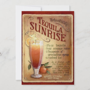 Tequila Sunrise Cocktail Party Invitation Kaart