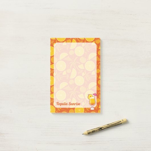 Tequila Sunrise Cocktail Post-it® Notes (Op bureau)