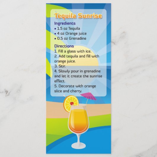 Tequila Sunrise Cocktail Recept Uitnodiging (Voorkant)