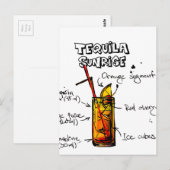 Tequila Sunrise Cocktail Recipe Briefkaart (Voorkant / Achterkant)