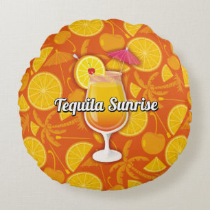 Tequila Sunrise Cocktail Rond Kussen