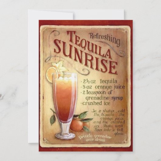 Tequila Sunrise Cocktailparty Uitnodiging (Voorkant)