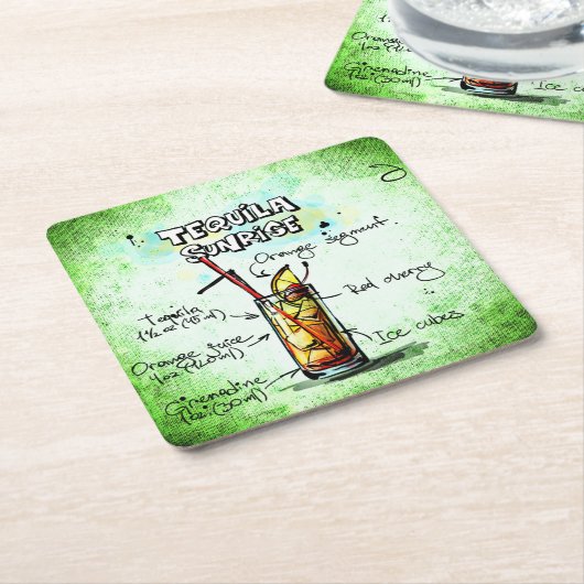 Tequila Sunrise Drink Recipe Kartonnen Onderzetters (Schuin)