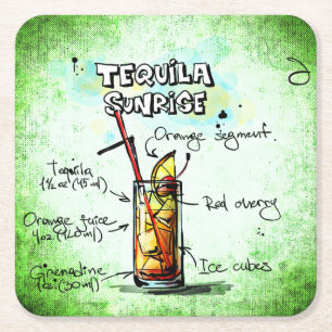 Tequila Sunrise Drink Recipe Kartonnen Onderzetters
