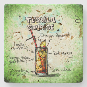 Tequila Sunrise Drink Recipe Stenen Onderzetter