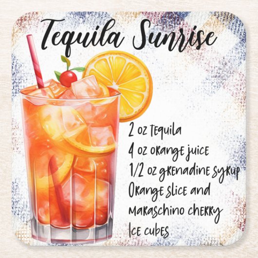 Tequila Sunrise Kartonnen Onderzetters (Voorkant)