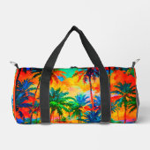 [Tequila Sunrise] Kleurrijke tropische palmen stra Plunjezak (Voorkant)