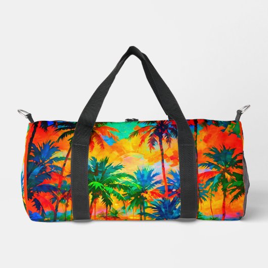 [Tequila Sunrise] Kleurrijke tropische palmen stra Plunjezak (Voorkant)
