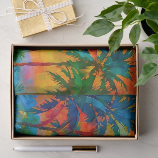 [Tequila Sunrise] Kleurrijke tropische palmen stra Tissuepapier (Geschenk)