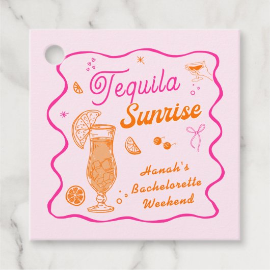 Tequila Sunrise Meisjesuitje Bedankjes Labels (Voorkant)