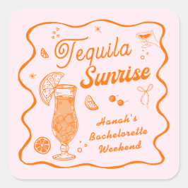 Tequila Sunrise Meisjesuitje Vierkante Sticker