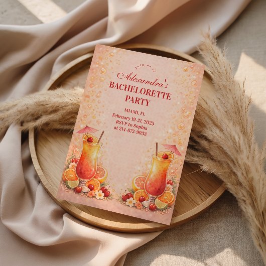 Tequila Sunrise Miami Weekend Bachelorette Party Kaart