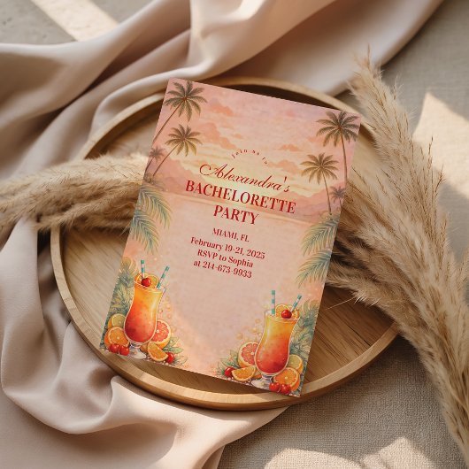 Tequila Sunrise Palm Paradise Bachelorette Party Kaart
